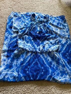 Bisou Bisou Blue Marble Print Dress